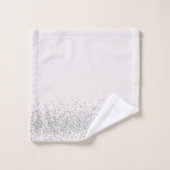 Whimsical zilveren glitter op wit monogram bad handdoek (Wasdoekje)