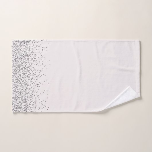 Whimsical zilveren glitter op wit monogram bad handdoek (Handdoek)