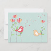 Whimsical Zingende Vogels met Bloemen Save the Dat Kaart (Achterkant)