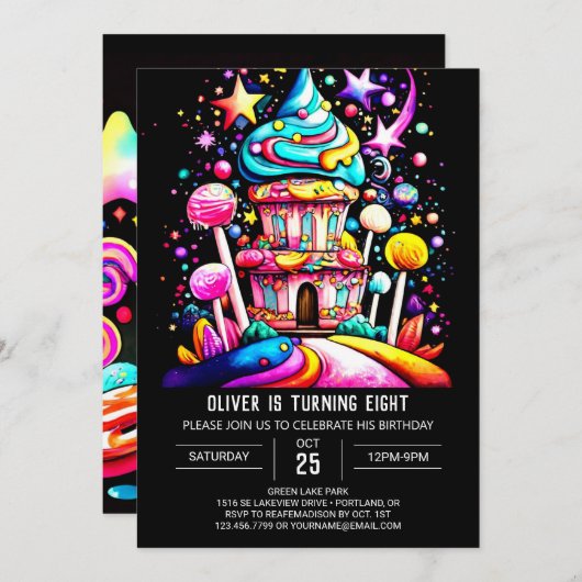 Whimsical Zoete Viering Verjaardag Kaart (Voorkant / Achterkant)