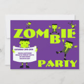 Whimsical Zombie Party Halloween Party Kaart (Voorkant)