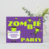 Whimsical Zombie Party Halloween Party Kaart (Staand voorkant)