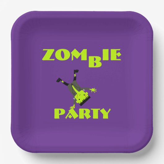 Whimsical Zombie Party Halloween Party Papieren Bordje (Voorkant)