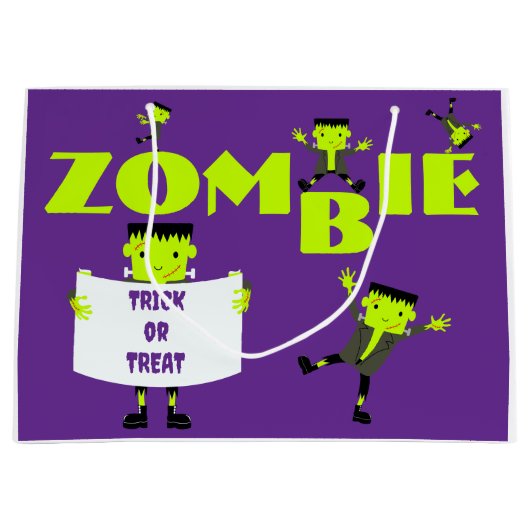 Whimsical Zombie Party Halloween Trick or treat Groot Cadeauzakje (Voorkant)