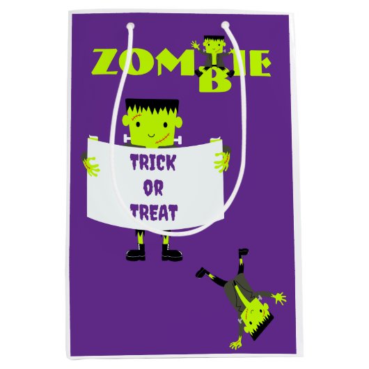 Whimsical Zombie Party Halloween Trick or treat Medium Cadeauzakje (Voorkant)
