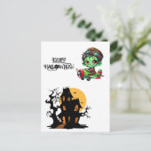 Whimsical Zombie Pilot Vliegtuig Kinder Halloween Briefkaart (Staand voorkant)