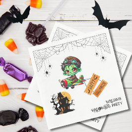 Whimsical Zombie Pilot Vliegtuig Kinder Halloween Servet