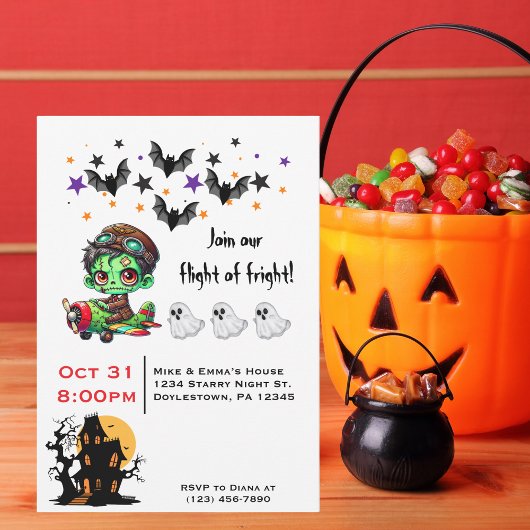 Whimsical Zombie Pilot Vliegtuig Schattigee Ghosts Kaart