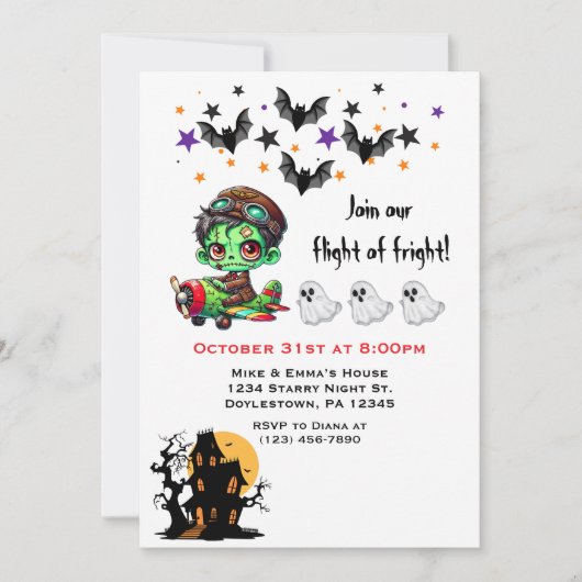 Whimsical Zombie Pilot Vliegtuig Schattigee Ghosts Kaart (Voorkant)