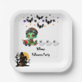 Whimsical Zombie Pilot Vliegtuig Schattigee Ghosts Papieren Bordje (Voorkant)