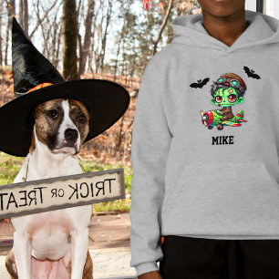 Whimsical Zombie Vliegtuig Bat Waterverf Halloween