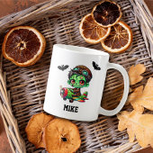 Whimsical Zombie Vliegtuig Bat Waterverf Halloween Koffiemok