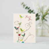 Whimsical zomer vogel en wervelingen modern dank u briefkaart (Staand voorkant)