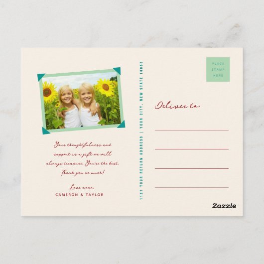 Whimsical zomer vogel en wervelingen modern dank u briefkaart (Achterkant)