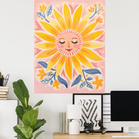 Whimsical Zonnebloem Kwekerij Wall Art Poster (Thuiskantoor)