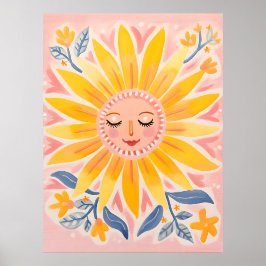 Whimsical Zonnebloem Kwekerij Wall Art Poster (Voorkant)