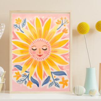 Whimsical Zonnebloem Kwekerij Wall Art Poster