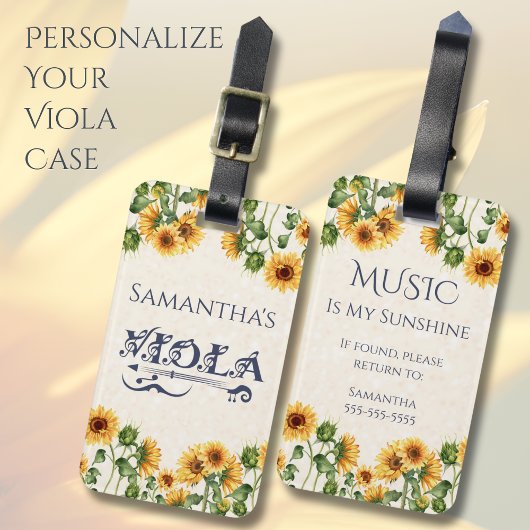 Whimsical Zonnebloem Viola Instrument Label Bagagelabel