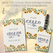 Whimsical Zonnebloem Viola Instrument Label Bagagelabel