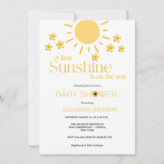 Whimsical-zonneschijn op weg naar baby shower kaart (Voorkant)