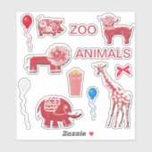 Whimsical Zoo Scrapbooking Red & White Stickers (Vel)