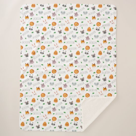 "Whimsical Zoofriends gepersonaliseerd genot" Sherpa Deken (Voorkant)