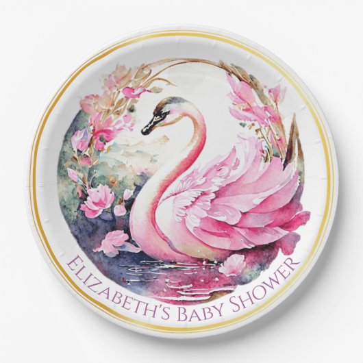 Whimsical zwaan papier Borden Papieren Bordje (Voorkant)
