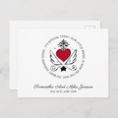 Whimsical Zwangerschap | Rood hart met witte vleug Aankondigingskaart (Voorkant / Achterkant)