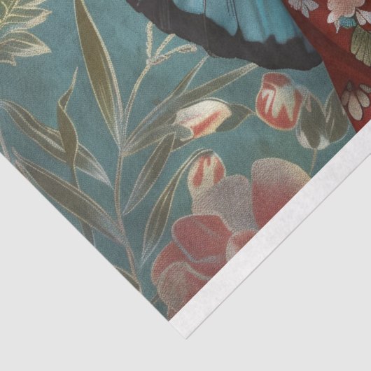 Whimsical Zwart Bloemen Beer Decoupage Tissuepapier (Detail)