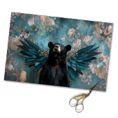 Whimsical Zwart  Bloemen Beer Decoupage Tissuepapier