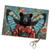 Whimsical Zwart Bloemen Beer Decoupage Tissuepapier