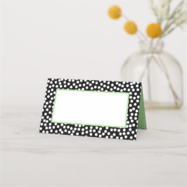 Whimsical Zwart en Wit Polka Dots met Groen Plaatskaartje