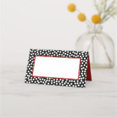 Whimsical Zwart en Wit Polka Dots met Rood Plaatskaartje (Achterkant)