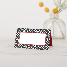 Whimsical Zwart en Wit Polka Dots met Rood Plaatskaartje