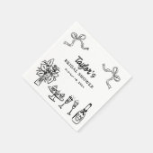 Whimsical zwart handgetekend bruiloftsshower papie servet (Hoek)