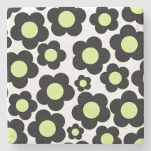 Whimsical Zwart & Lime Groen Bloemen Retro Vrolijk