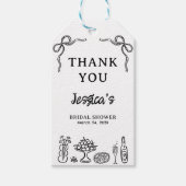 Whimsical Zwart met de Hand Getekende Bruidsdouche Cadeaulabel (Voorkant)