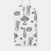 Whimsical Zwart met de Hand Getekende Bruidsdouche Cadeaulabel (Achterkant)