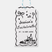 Whimsical zwart vrijgezellenfeest weekend cadeaulabel (Voorkant)