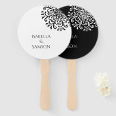 Whimsical Zwart-wit bloeien Handwaaier (Voorkant en achterkant)