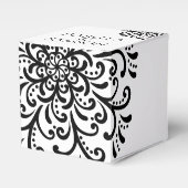 Whimsical Zwart-wit Bloeiende Bruiloft Bedankdoosjes (Voorkant Zijde)