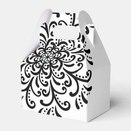 Whimsical Zwart-wit Bloeiende Bruiloft Bedankdoosjes (Voorkant Zijde)