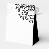 Whimsical Zwart-wit Bloeiende Bruiloft Bedankdoosjes (Achterkant)