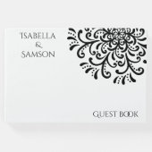 Whimsical Zwart-wit Bloeiende Bruiloft Gastenboek (Voorkant)