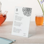 Whimsical Zwart-wit Bloeiende Bruiloft Menu Reclamebord Met Voetstuk (Insitu)