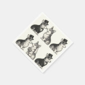 Whimsical Zwart & Wit  Corgi Wedding Servet (Hoek)