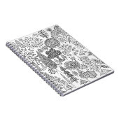 Whimsical zwart-wit decoratieve bomen patroon notitieboek (Rechterzijde)