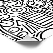 "Whimsical Zwart-wit Doodle Art Poster (Hoek)