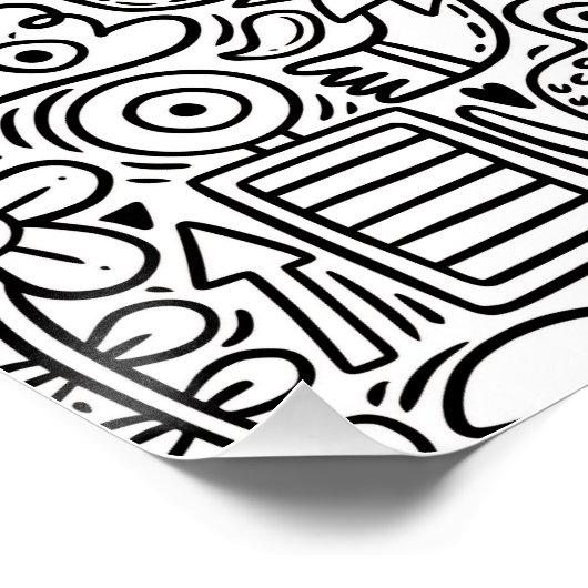 "Whimsical Zwart-wit Doodle Art Poster (Hoek)