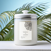 Whimsical Zwart-wit Flourish Candle Label Voedselcontainer Etiket